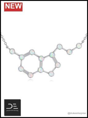 Sterling Silver Molecular Serotonin Pendant Necklace Science Gift